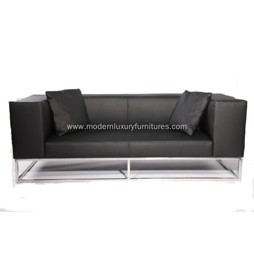 Modern Leather Sofa with Stainless Steel Frame